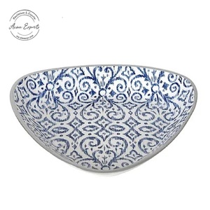 Tazón Decorativo de Esmalte con Patrón Azul, Centro de Mesa Elegante para Servir Bocadillos, Frutas, Decoración del Hogar - Product Image 1