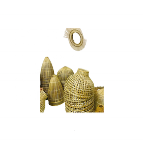 Tay dệt ven biển Retro mây lồng giỏ thiết kế mới treo đèn lồng cho nhà và nhà hàng wicker tre mô hình chiếu sáng - Product Image 3