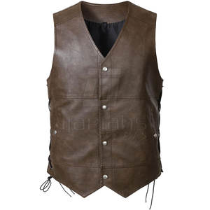 Gilet en cuir de qualité supérieure pour homme, coupe ajustée, tenue élégante et décontractée pour les activités de plein air, gilet en cuir - Product Image 1