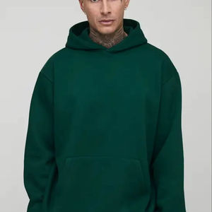 Sudadera con Capucha Estampada de Invierno para Hombre, Talla Grande, Diseño Bordado Personalizado en Verde Sólido, Transpirable, 100% Algodón, Calidad Premium - Product Image 1