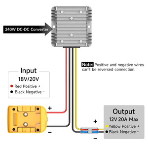 Convertisseur abaisseur de tension 20V vers 12V compatible avec la batterie <span class=keywords><strong>Dewalt</strong></span> 20V, <span class=keywords><strong>adaptateur</strong></span> de batterie pour roue électrique, régulateur de tension 240W - Product Image 6