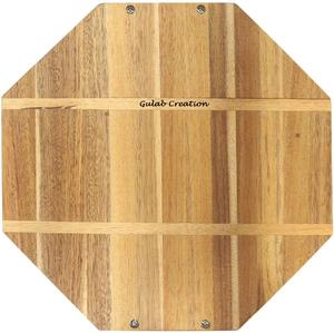 ถาดไม้อะคาเซียทรงแปดเหลี่ยมพร้อมที่จับโลหะสีดำทนทาน - Product Image 2