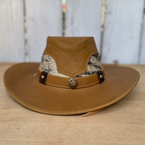 Sombreros de vaquero de cuero Vintage para hombre y mujer, sombrero rojo y negro de estilo occidental, sombrero de vaquero de cuero Crazy Horse - Product Image 2