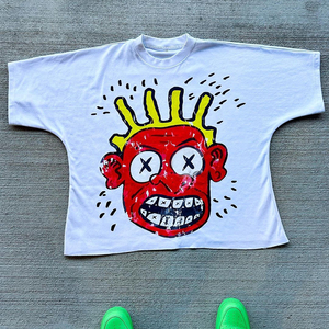 Camiseta personalizable Heavyweight Boxy para hombre Lavado ácido Vintage Jersey de longitud corta Bordado personalizado Diseño de cuello redondo de gran tamaño - Product Image 3