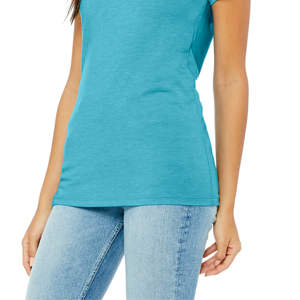 Camiseta de manga corta para mujer, 50% poliéster, 25% Airlume, peinado y anillo, 25% algodón, rayón, 40, 3,8 oz, Aqua - Product Image 5