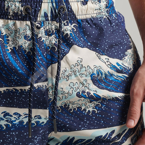 Shorts de plage décontractés à taille élastique, nouveau style, respirants et à séchage rapide, en polyester/coton, motif uni, les plus vendus - Product Image 4