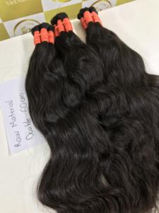 Cheveux vierges vietnamiens lisses en soie noire de 60 cm, non traités, Remy, cuticules alignées, double trame machine, trame invisible - Product Image 2