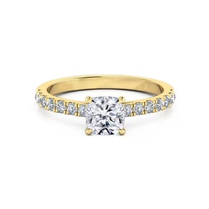 Bague en diamant de laboratoire taille coussin sur monture pavée F-VS2 1,20 ct au total, or massif 14 carats, sertissage pavé, idéale pour les occasions festives - Product Image 2