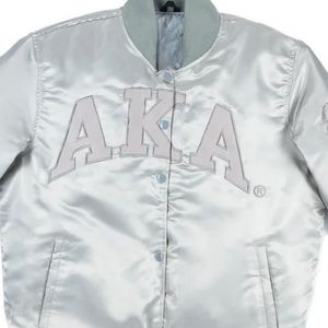 Alias giacca Bomber Varsity Star argento personalizzato abbigliamento di confraternita all'ingrosso giacche di lana alla rinfusa manica di pelle Divine Nine HBCU - Product Image 3