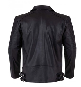 Veste en cuir de moto coupe ajustée pour hommes de haute qualité grande taille avec col montant et fermeture éclair pour manteaux de motard d'hiver - Product Image 4