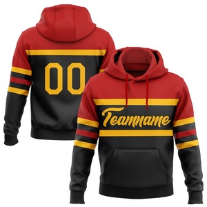 Custom Stitched Black Gold-Red Line Sports Pullover Sudadera con capucha - Product Image 1