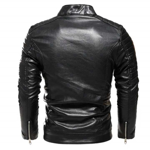 Venta al por mayor personalizado última moda diseño único al aire libre impermeable modelo superior delgada manga larga puro 100% chaqueta de cuero genuino para hombres - Product Image 4
