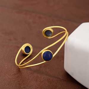 Hermosa pulsera de piedras preciosas de lapislázuli, pulsera ajustable chapada en oro, brazalete azul, pulsera, joyería, nuevo artículo de regalo para amigo - Product Image 4