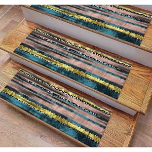 Geometric Pattern Rug, Printed Rug, Trendy Blue Modern Easy Clean,Step Rug - Product Image 1