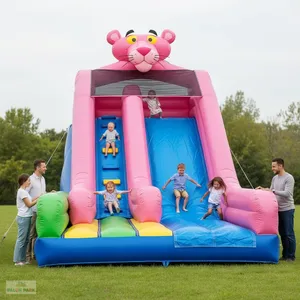 Tobogán Inflable Comercial con Temática de la Pantera Rosa, Tobogán Grande de PVC para Exteriores con Doble Carril, Equipo de Juegos Inflable - Product Image 4