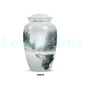 Urna de cremación de copos de nieve de aluminio grande de calidad superior para cenizas humanas adultas con bolsa de terciopelo gratis - Product Image 1