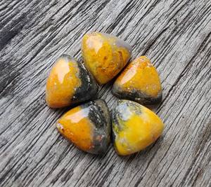 Wholesale Lavira Natural Bumblebee Jasper Trillion Cut Cabochon High Flat Back Calibrated Gemstone ID 8mm 14mm Sizes Loose - Product Image 4