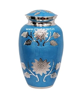 Silver Rose Cremation <b>Urn</b> Funeral <b>Urn</b> with <b>Large</b> Flower on Lilac Purple Enamel Burial <b>Urn</b> for Human Ashes Adult Size 100% Brass - Product Image 4
