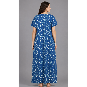 Women's <b>Long</b> Full-Length <b>Maxi</b> Nightgown 100% Pure Rayon Fabric Soft Breathable Smoking Pattern Sleepwear with Pocket Woven Type - Product Image 6