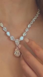 Lab Grown Diamond Pear Drop <b>Necklace</b>, Pear Diamond Bridal <b>Necklace</b>, Luxury Wedding Jewelry Gift - Product Image 3