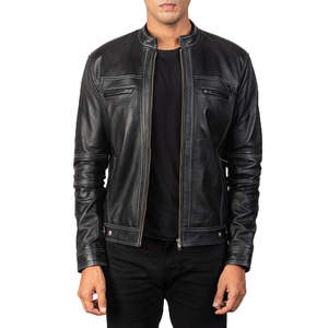 Youngster Reversible Black Biker <b>Jacket</b> Genuine <b>Sheepskin</b> & Cowhide Leather XS Size Coated for Autumn Season ODM Supply - Product Image 1