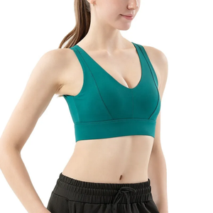 Sujetador deportivo de Yoga para mujer de tela acanalada sin costuras de alta calidad estirada en cuatro direcciones, ropa deportiva para gimnasio, ropa de entrenamiento, sujetadores para mujer - Product Image 4