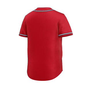 Jersey de béisbol Camisas 100% Poliéster Elegante Diseño personalizado Logo Camisetas de béisbol Color rojo Botón en blanco Abajo Jersey de béisbol - Product Image 4