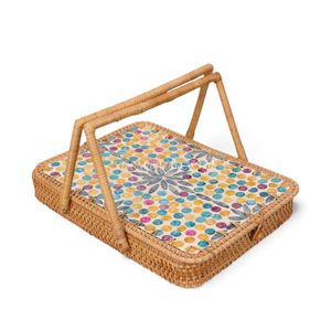 Juego de Mesa de Comedor Hecho a Mano con Incrustaciones de Nácar, Manteles Individuales, Posavasos y Anillos para Servilletas, Decoración de Mesa Elegante de Vietnam - Product Image 2