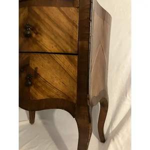 Exquisite Hand-Carved Mahogany <b>Nighstand</b> | French Style Bedside Table with Two Chevron Drawers | Artisanal Bedroom Furniture for - Product Image 3