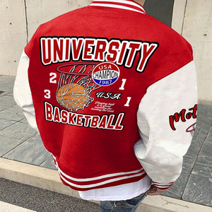 Veste universitaire directe du fabricant avec manches en cuir, vêtements d'extérieur élégants inspirés des lettres, pour hommes et femmes, vente en gros OEM - Product Image 2