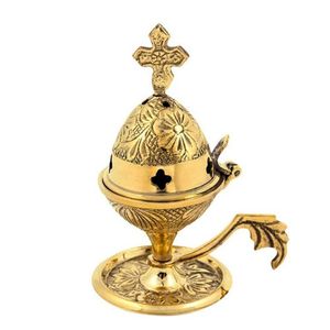 Engraving Incense Burner Cross on Top Brass Church Incense Burner and <b>Sachet</b> Smeller Good <b>Scents</b> Releaser in Best Price - Product Image 3