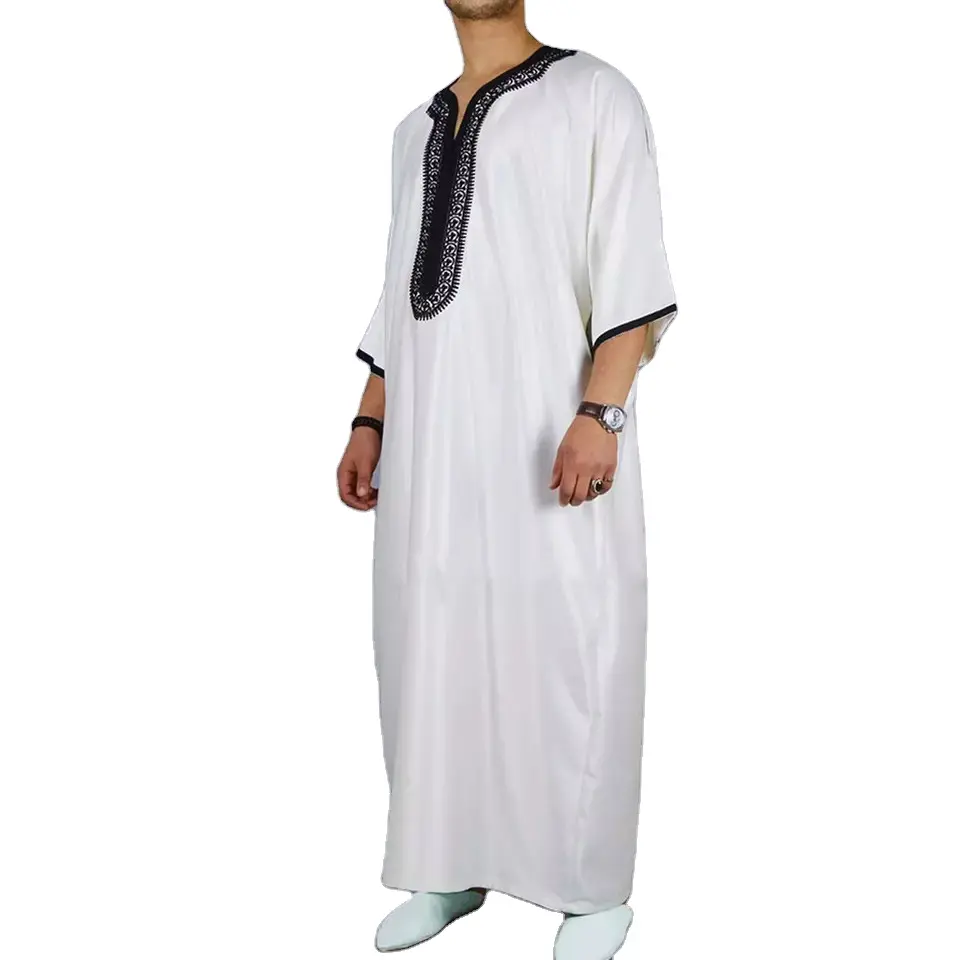 아프리카 민족 스타일 청소년 남성 이슬람 두바이 패션 캐주얼 긴 셔츠 드레스 Daffah Abaya Thobes 라마단 남성 가운 이슬람 의류