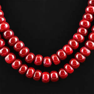 AAA+ Quality 876.95 CTS EARTH MINED BEST RED RUBY 2 LINE ROUND SHAPED <b>BEADS</b> <b>NECKLACE</b> (RS) Cus-Jew27 - Product Image 2