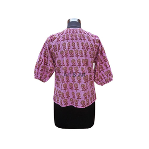 Unisex algodón A-Line corto Kurtis mujer bohemio bloque estampado indio túnica verano Top camisas ligeras Bodycon silueta - Product Image 2