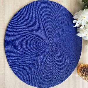 Factory Wholesale Custom Cute Blue Yellow Pineapple Beaded <b>Placemats</b> Mug Rug Coaster Custom Design - Product Image 1