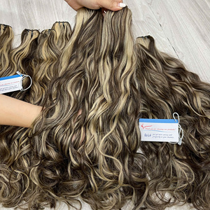 100% Haute Qualité naturel ondulé trame cheveux Extensions de Cheveux Bruts Double Drawn Trame Vietnamien Cheveux piano couleur Prêt à Expédier - Product Image 4