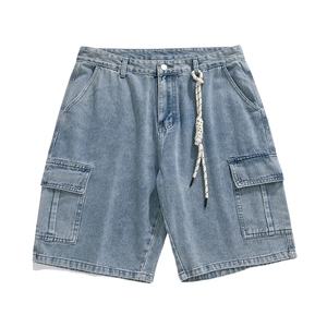 Pantalones cortos de mezclilla informales elásticos de tendencia de moda Coreana de lavado de verano de alta calidad personalizados para hombres - Product Image 1