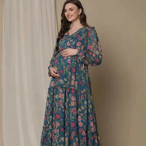 Vestido de algodón indio hecho a mano con estampado floral, ropa larga de verano, regalo de Boda nupcial personalizado a la moda a la venta - Product Image 1