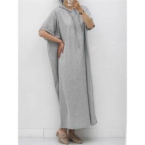 ODM Vente en Gros OEM Plussizs Fabriqué en Corée Vêtements de Détente Coton Robe Longue Homewear Casual HoodedSummer Dress Overfit jupe - Product Image 5