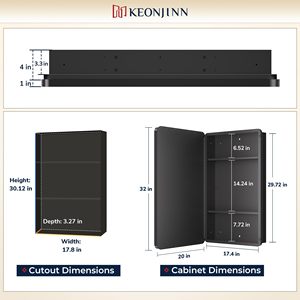 Wall - <b>Mounted</b> LED Bathroom Mirror Cabinet <b>with</b> Black <b>Frame</b>, Rectangular Design, Interior Storage & Anti - Fog Illumination - Product Image 2