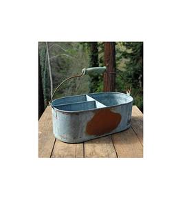 Organizador Caddy de cocina galvanizado de granja con compartimentos de acabado rústico adecuado para servilletas condimentos Decoración elegante - Product Image 5