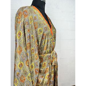 Vintage Silk Riya Short Kimono Lightweight Boho Robe Perfect <b>Beach</b> Coverup for Her Recyclable Swimsuit <b>Accessory</b> Soft Breathable - Product Image 5