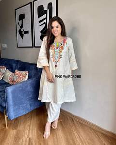 Ropa de diseñador indio, mezcla de algodón de calidad superior, hilo de trabajo bordado, y Palazzo Kurta, cosido completo, listo para usar - Product Image 3