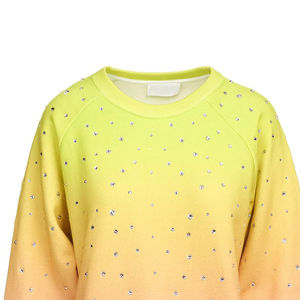 Sweat-shirt d'hiver tie-dye pour femme, polaire, col rond, pull oversize avec logo en strass sur le devant, écologique - Product Image 2