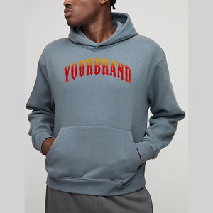 Nouveaux arrivages Street Wear Hoodies surdimensionnés en tissu épais de couleur unie pour hommes Logo imprimé sur écran personnalisé Hoodie Hip Hop pour hommes - Product Image 1