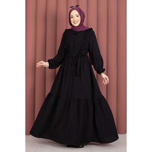 Robe Hijab Africaine Écologique pour Femmes Noires avec Bordure en Dentelle Élégante et Ceinture Manches Longues - Product Image 3