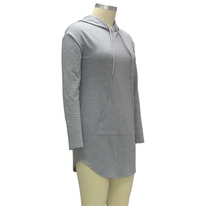 Comprar personalizado de manga larga de felpa francesa pulóver en blanco de gran tamaño con capucha curva inferior de las mujeres de largo con capucha sudadera informal 2026 - Product Image 5