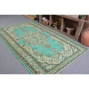 Tapis en laine marron vert traditionnel classique 5.5X8.8 pieds Vintage Design turc Patchwork motif Latex salon tapis pour lit - Product Image 4