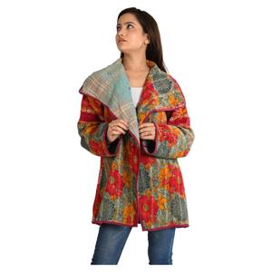 Wholesale Lightweight Handmade Cotton Kantha Jackets for Women Fashionable Boho Style <b>Coat</b> for Autumn and Spring - Product Image 2