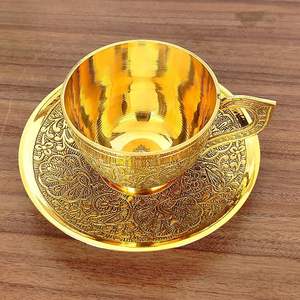 Juego de 2 Tazas y Platos de Aluminio con Diseño Zen Asiático en Relieve para Té y Café - Product Image 4